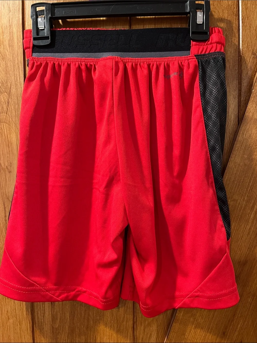 Russell Athletic Red with Black Side Panel Boy’s Athletic Shorts
